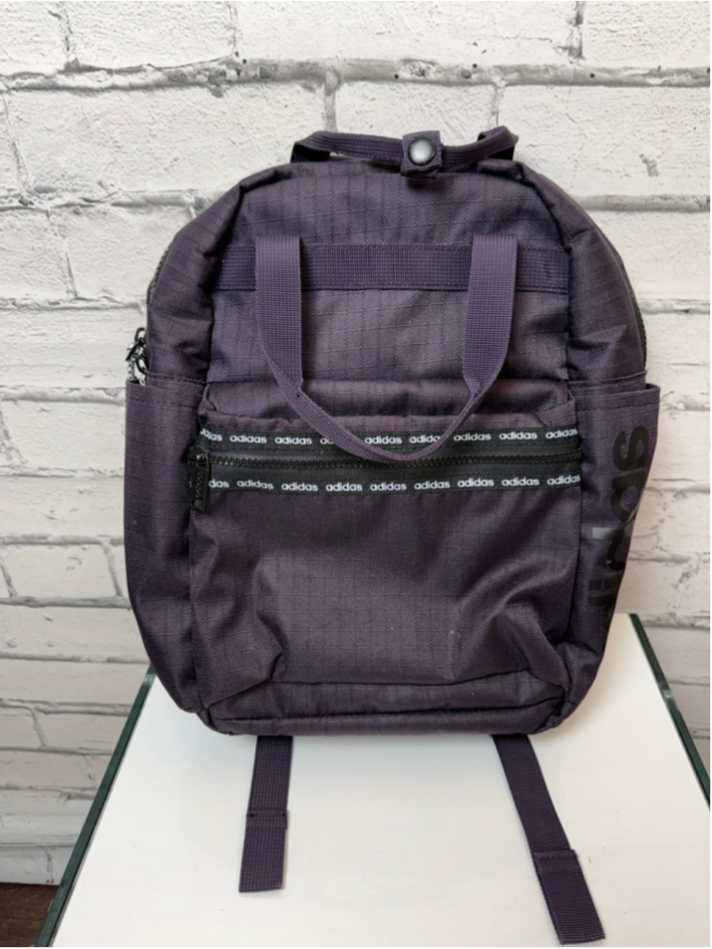 Women's Adidas Backpack Purple with Black Accents Ripstop Material with Handles